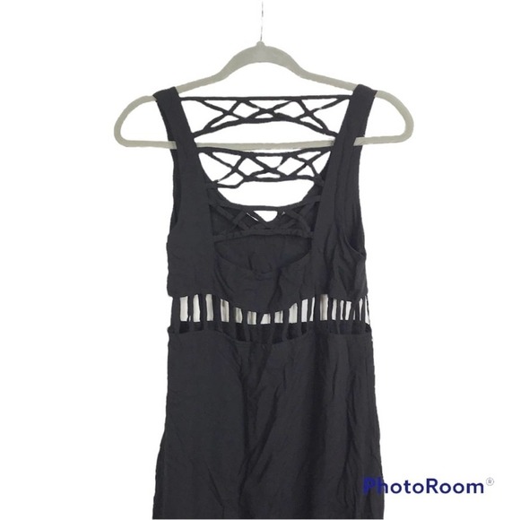 Nasty Gal caged waist and back solid black maxi dress size S - Picture 4 of 9